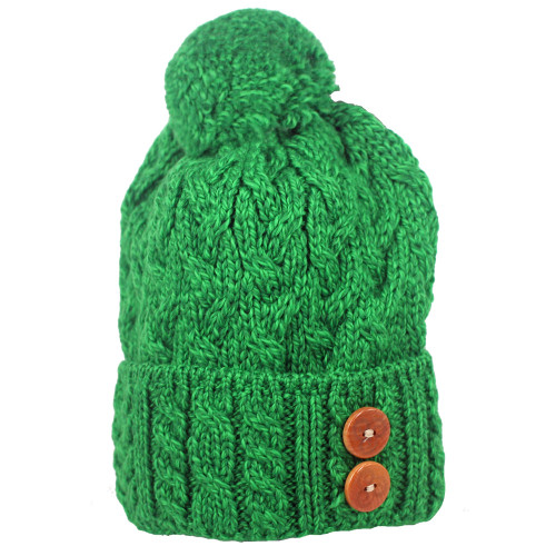 Supersoft Hat with Buttons Emerald Green