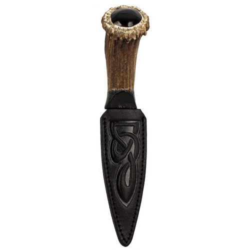 Antler Coronet (Black) Sgian Dubh with Damascus Blade
