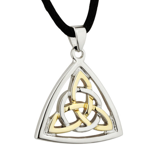 Two Tone Plated Trinity Interlace Pendant
