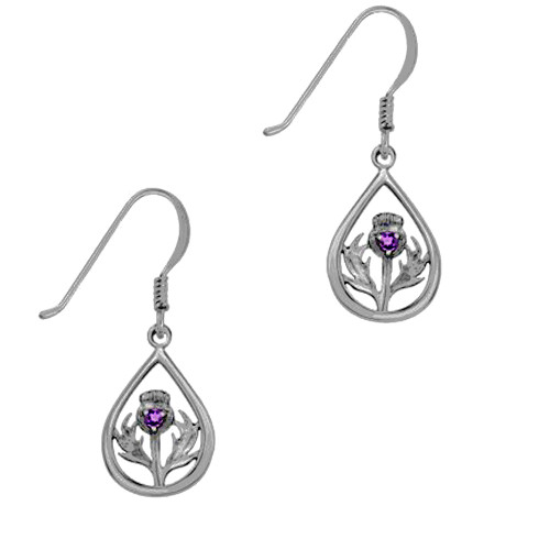 Scottish Thistle Sterling Silver Drop Earrings