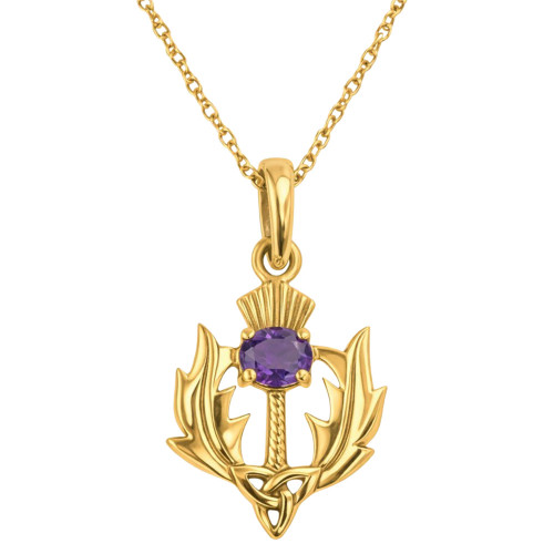 Scottish Thistle Sterling Silver Pendant with a Gold Finish