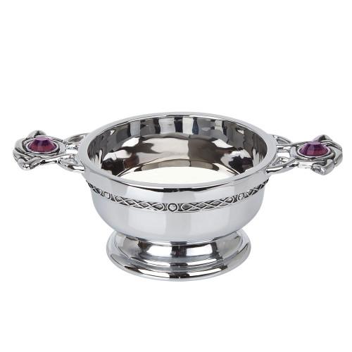 3" Chrome Quaich with Purple Stone