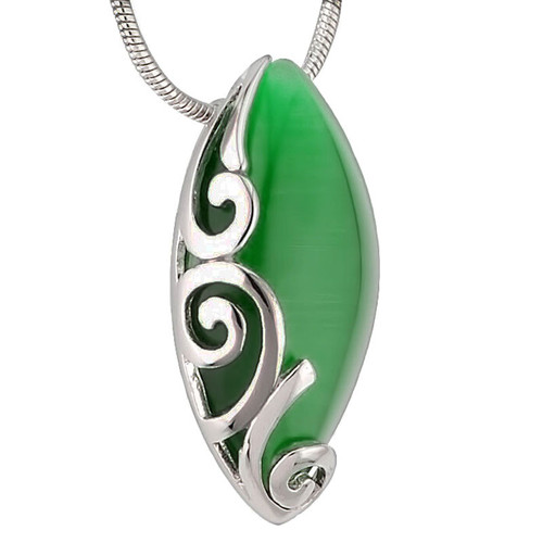 Green Cat's Eye Celtic Spirals Pendant