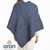 Cable Aran Poncho With Button Detail Denim Marl