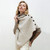 Herringbone Merino Poncho with Button Detail Wicker/White