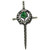 Pewter Thistle Kilt Pin with Green Glass Stone