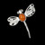 Silver Plate & Amber Dragonfly Brooch
