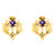 Scottish Thistle Sterling Silver Ear Rings with a Gold Finish, Amethyst coloured glass stone