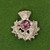 Pewter Thistle Ear Rings with Light Purple Stone