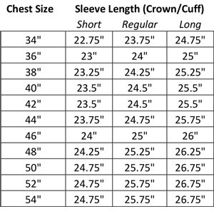 Jacket Size Guide