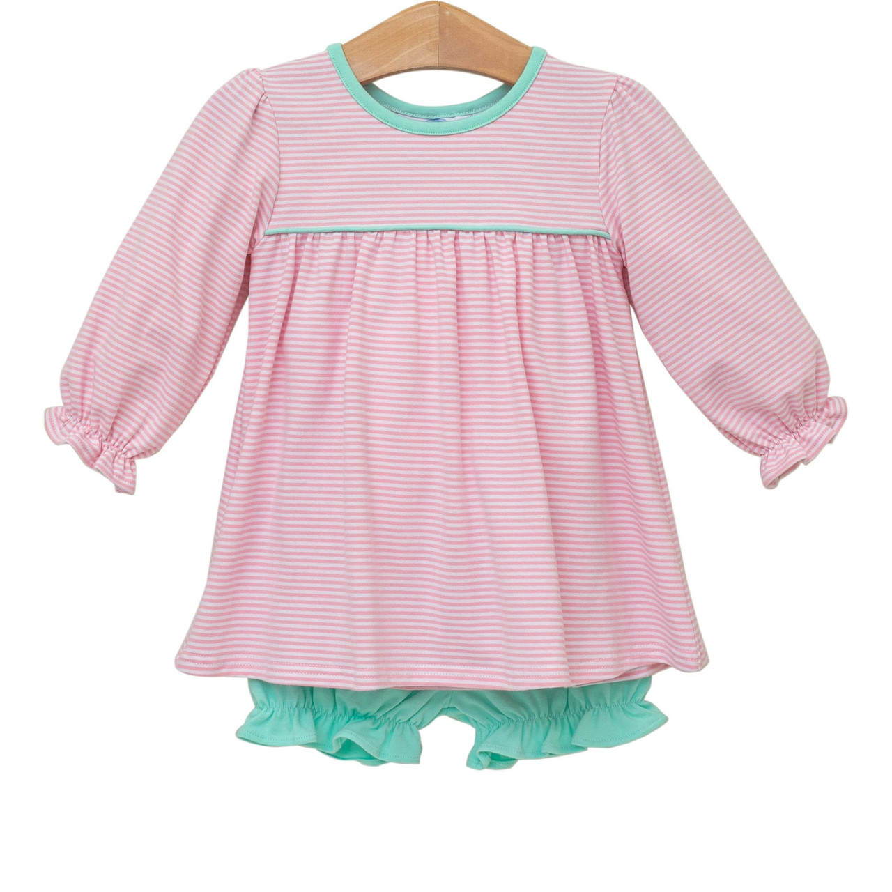 Trotter Street Kids Girls Pink Mouse Embroidery Bloomers Set main image 1