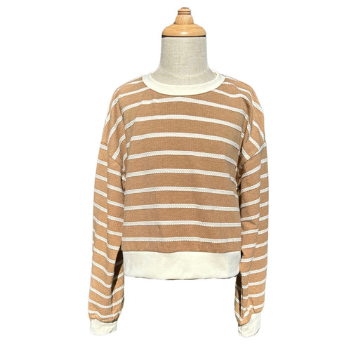 Pleat *NATALIE TOP* Coffee Stripe