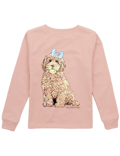 Properly Tied *GOLDENDOODLE* LS Tee--Peach