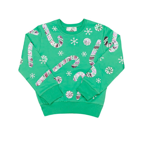 Belle Cher *CANDY CANE* Teal Sweatshirt