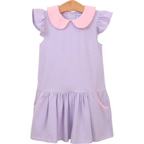 Trotter Street Kids *GENEVIEVE DRESS* Lavender Stripe/Light Pink