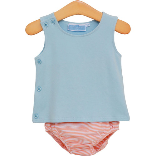 Trotter Street Kids *SHEPHERD DIAPER SET* Coral Stripe/Light Blue