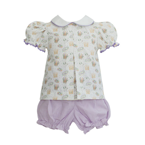 Krewe Kids *MARDI GRAS ICONS* Isabelle Pleat Bloomer Set