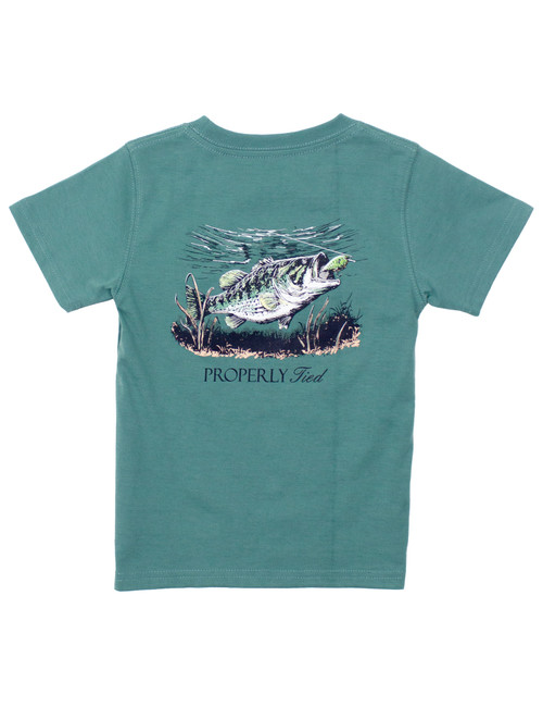Properly Tied *SET THE HOOK* Boys SS Tee--Marine Green