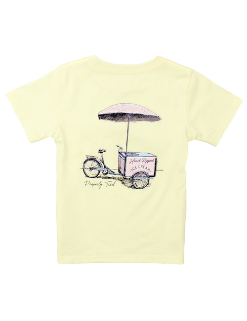 Properly Tied *ICE CREAM CART* Girls SS Tee--Light Yellow