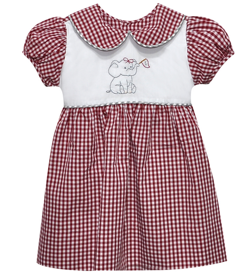 Southern Saturday *CRIMSON/GREY* Elephant W/ Flag Dress