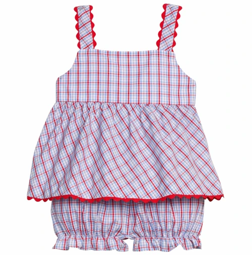 Little English *PATRIOTIC PLAID* Evie Bloomer Set