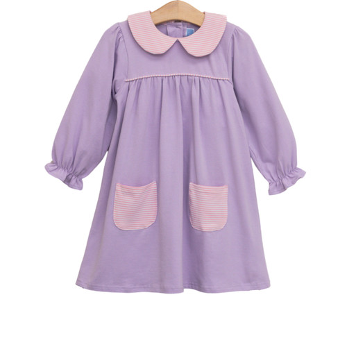 Trotter Street Kids *ABIGAIL DRESS* Lavender/Light Pink Stripe