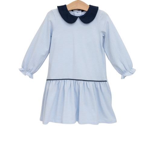 Trotter Street Kids *KATHERINE DRESS* Light Blue Stripe/Navy