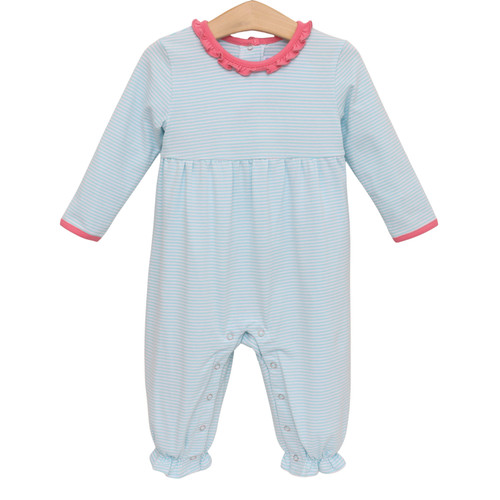 Trotter Street Kids *ANNIE ROMPER* Mint Stripe/Pink