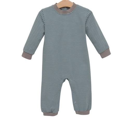 Trotter Street Kids *MILLER ROMPER* Sage Stripe/Beige