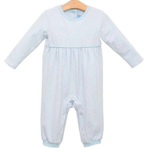 Trotter Street Kids *BENNETT ROMPER* Light Blue Stripe