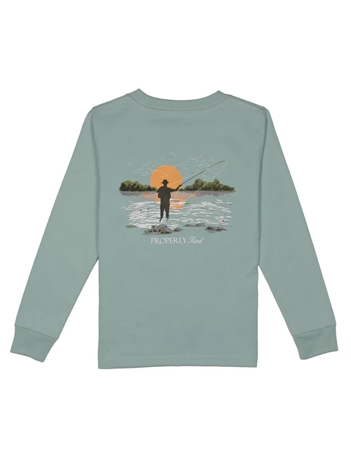 Properly Tied *FLY FISHING* LS Tee--Marine Mist