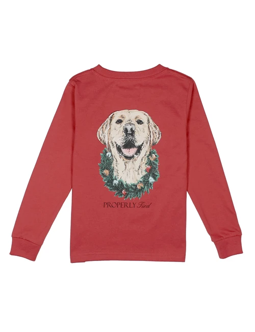 Properly Tied *DECK THE PAWS* LS Tee--Cabernet