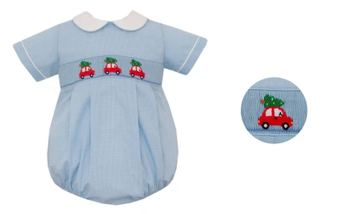 Petit Bebe *CHRISTMAS TREE* Blue Microcheck Bubble