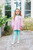 Trotter Street Kids *SCARLETT PANT SET* Light Pink Stripe/Mint