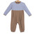 Trotter Street Kids *PRESTON ROMPER* Dusty Blue Stripe/Brown