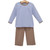 Trotter Street Kids *MILLER PANT SET* Dusty Blue Stripe/Brown