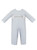 Petit Bebe *TRAIN* Light Blue Check Romper