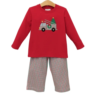 Pink Backpack Monkey Jellybean *FESTIVE FIRETRUCK* Pants Set