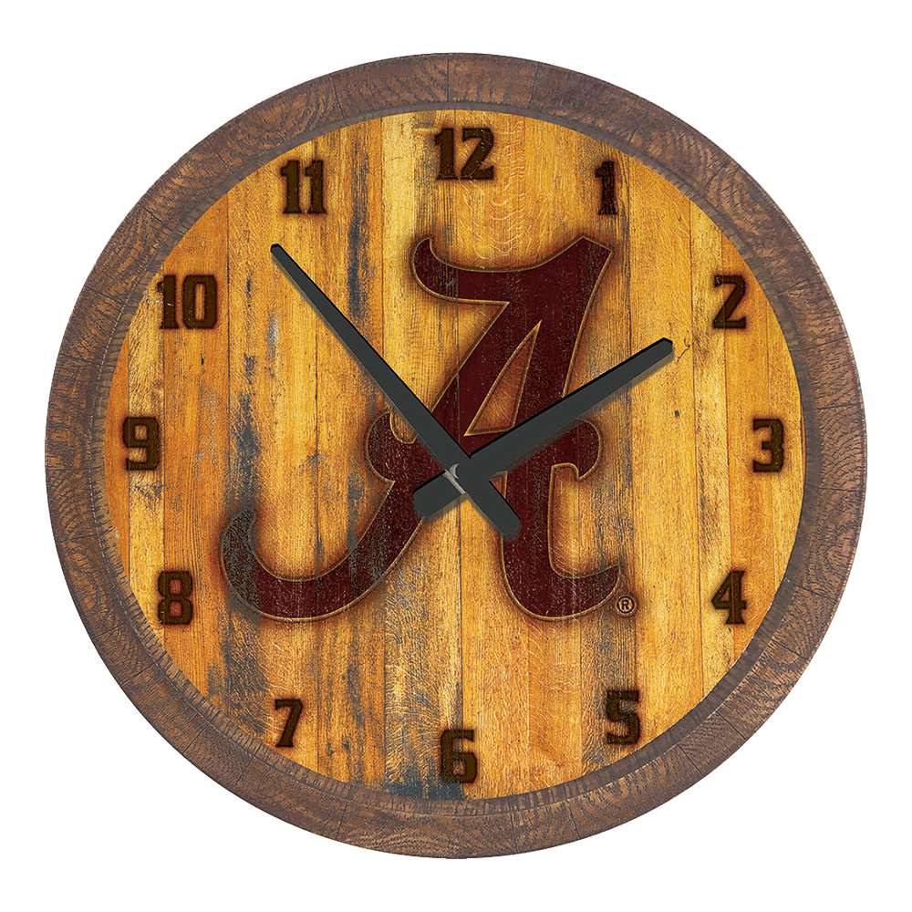 Alabama Crimson Tide Branded Faux Barrel Top Wall Clock | The Fan-Brand | NCALCT-560-02