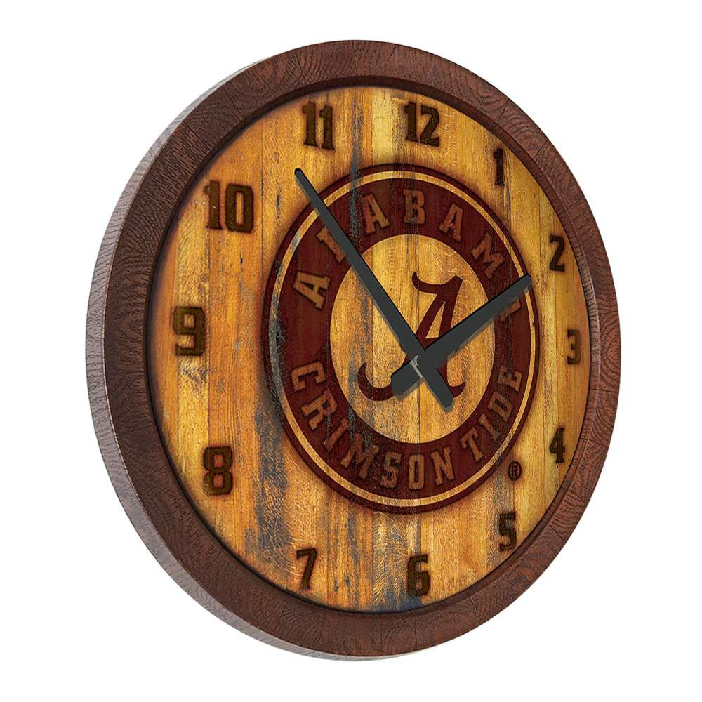 Alabama Crimson Tide Seal - Branded Faux Barrel Top Wall Clock