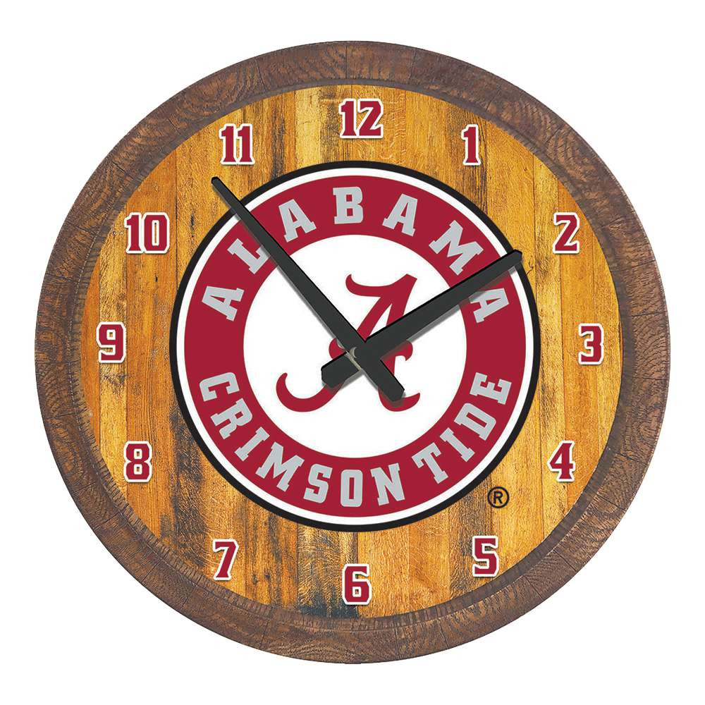 Alabama Crimson Tide Seal - Faux Barrel Top Wall Clock | The Fan-Brand | NCALCT-560-04
