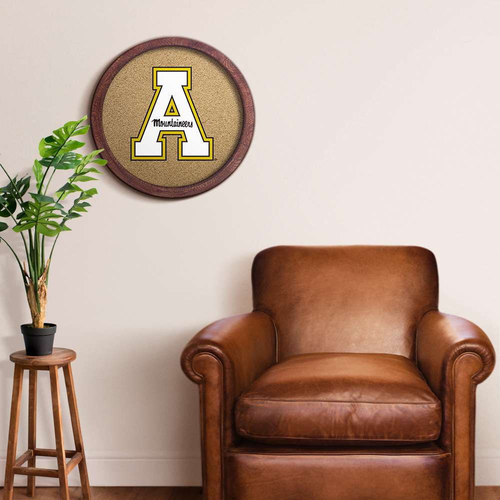 Appalachian State Mountaineers Faux Barrel Framed Cork Board - Color Logo