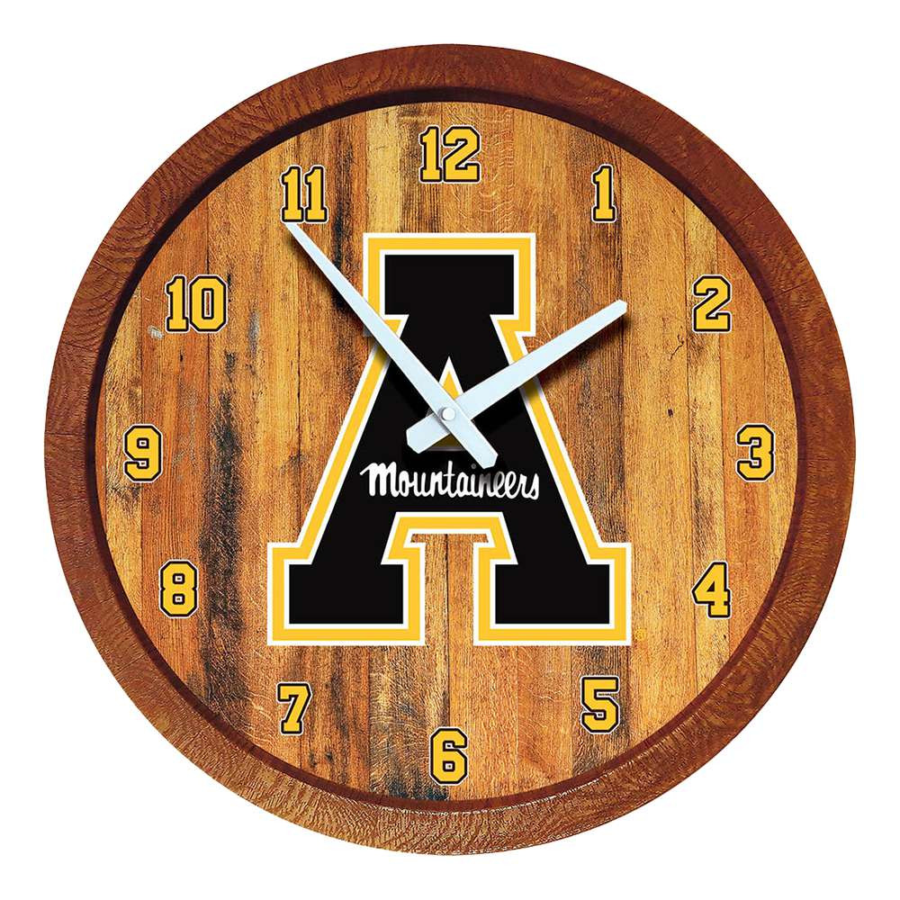 Appalachian State Mountaineers Faux Barrel Top Wall Clock | The Fan-Brand | NCAPST-560-01