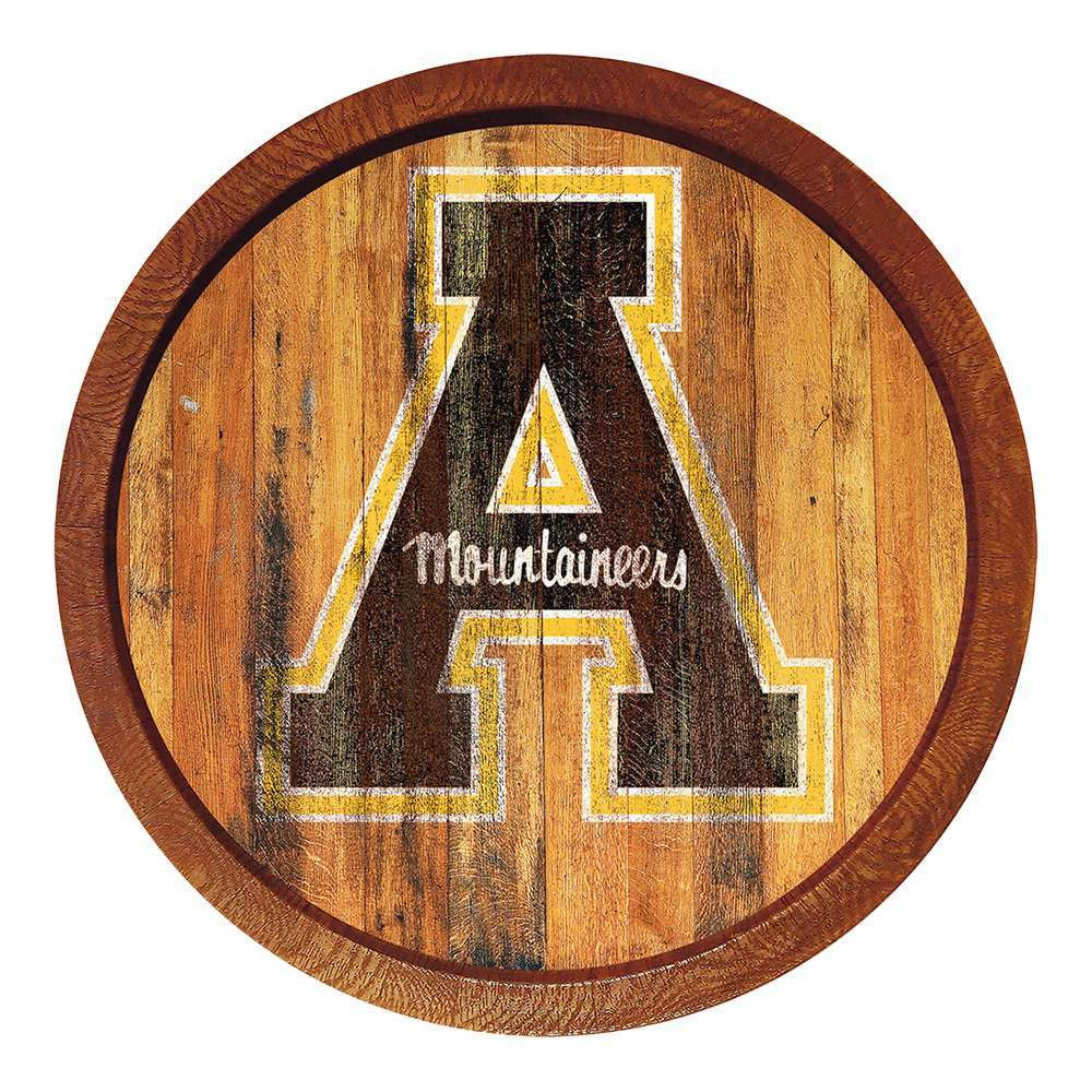 Appalachian State Mountaineers Weathered Faux Barrel Top Sign | The Fan-Brand | NCAPST-240-03