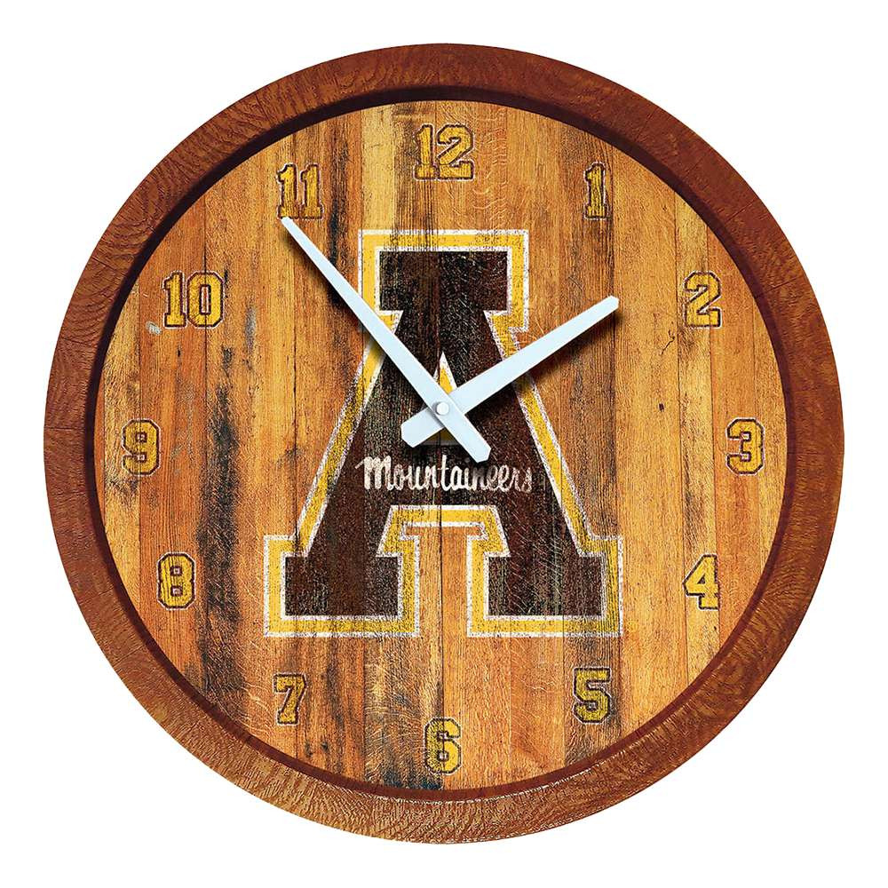 Appalachian State Mountaineers Weathered Faux Barrel Top Wall Clock | The Fan-Brand | NCAPST-560-03