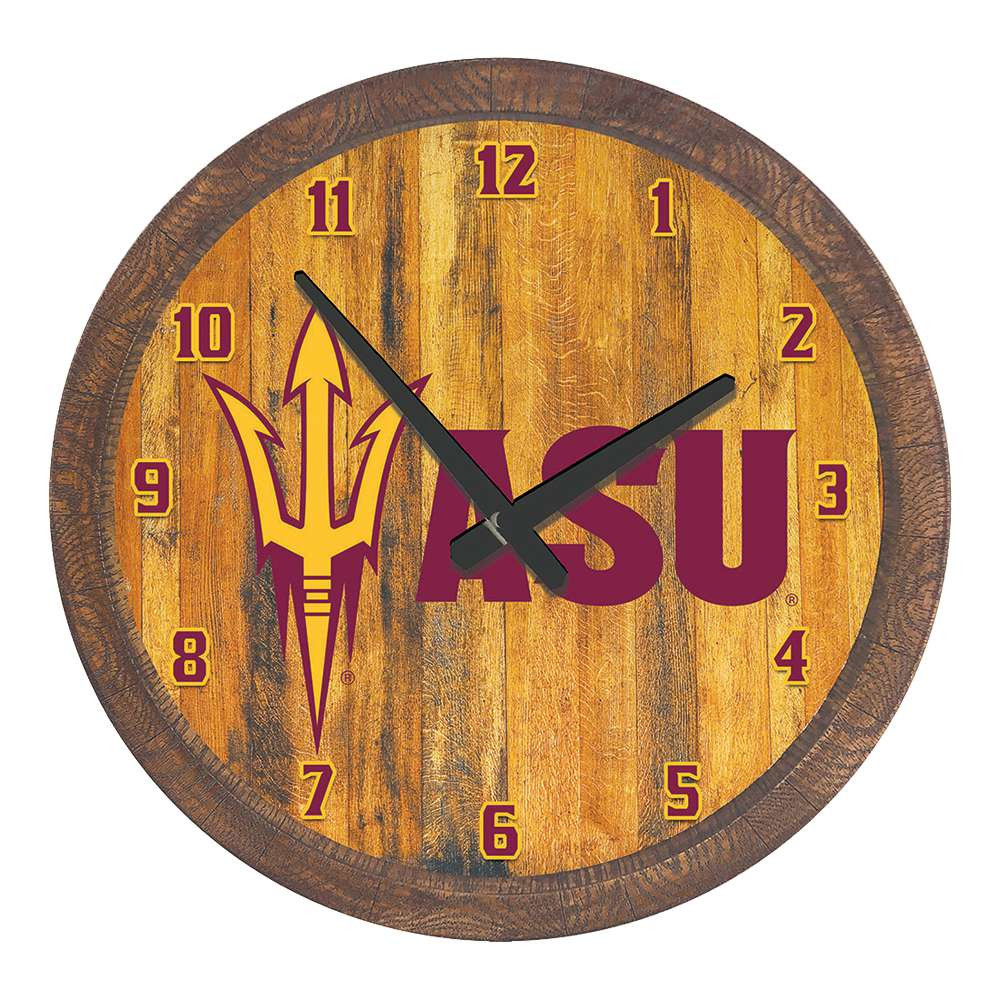 Arizona State Sun Devils Faux Barrel Top Wall Clock | The Fan-Brand | NCAZST-560-01