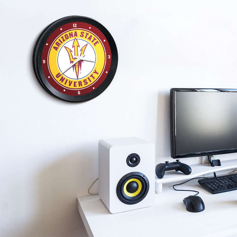 Arizona State Sun Devils Ribbed Frame Wall Clock