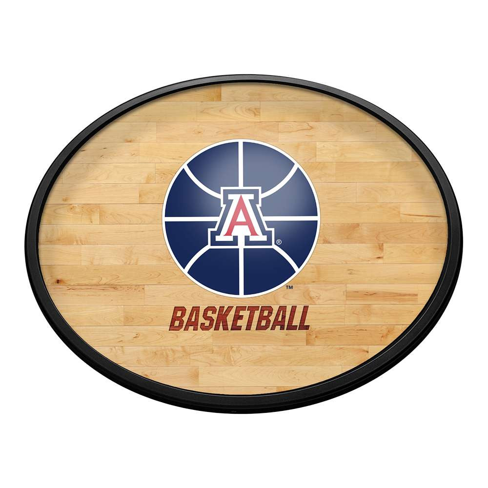 Arizona Wildcats Hardwood - Oval Slimline Lighted Wall Sign - Court Logo | The Fan-Brand | NCARIZ-140-12B