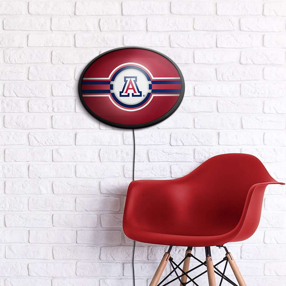 Arizona Wildcats Oval Slimline Lighted Wall Sign - Cardinal