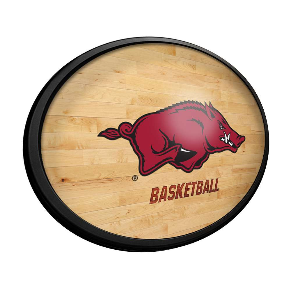 Arkansas Razorbacks Hardwood - Oval Slimline Lighted Wall Sign